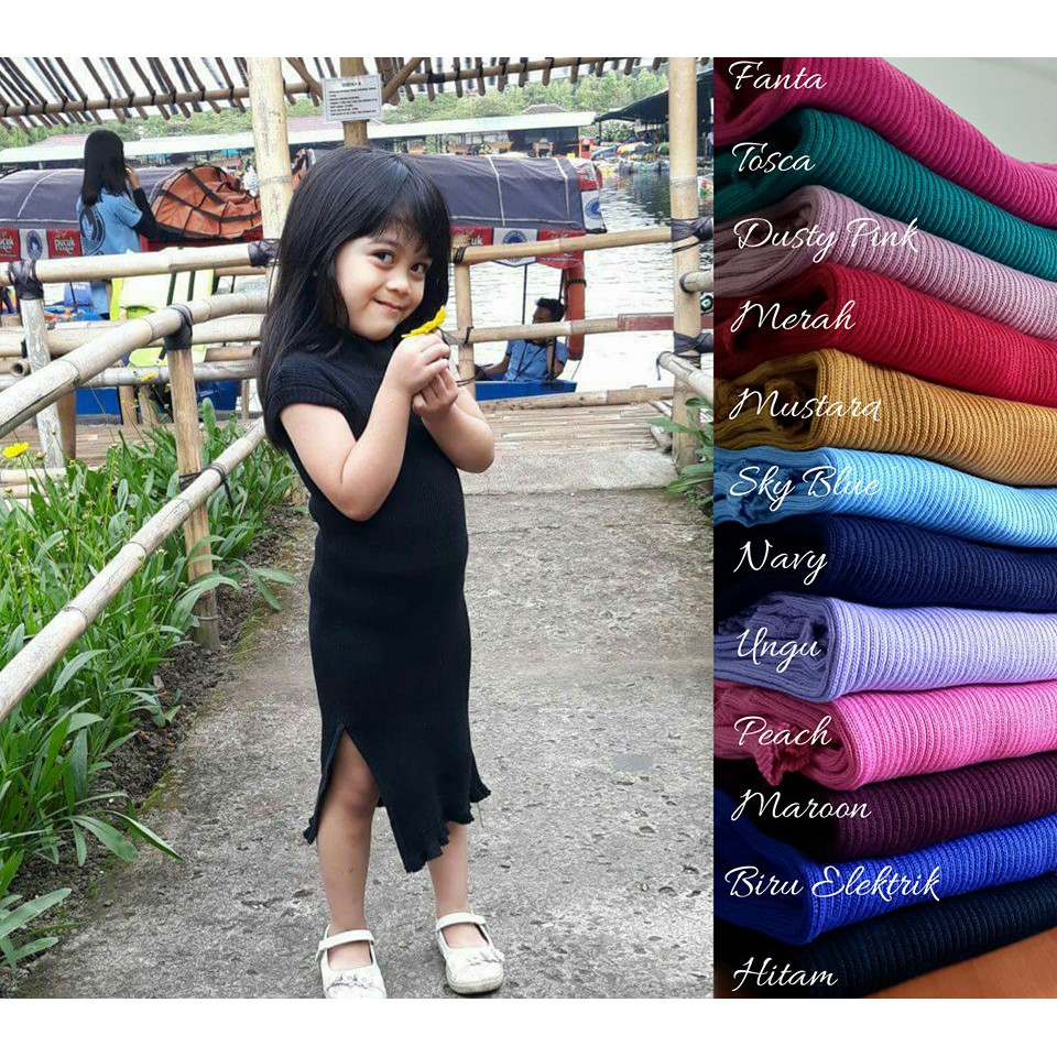 Zahra Dress Anak Perempuan Adiba Bahan Rajut | Pakaian Anak Lucu Umur 1-4 Tahun