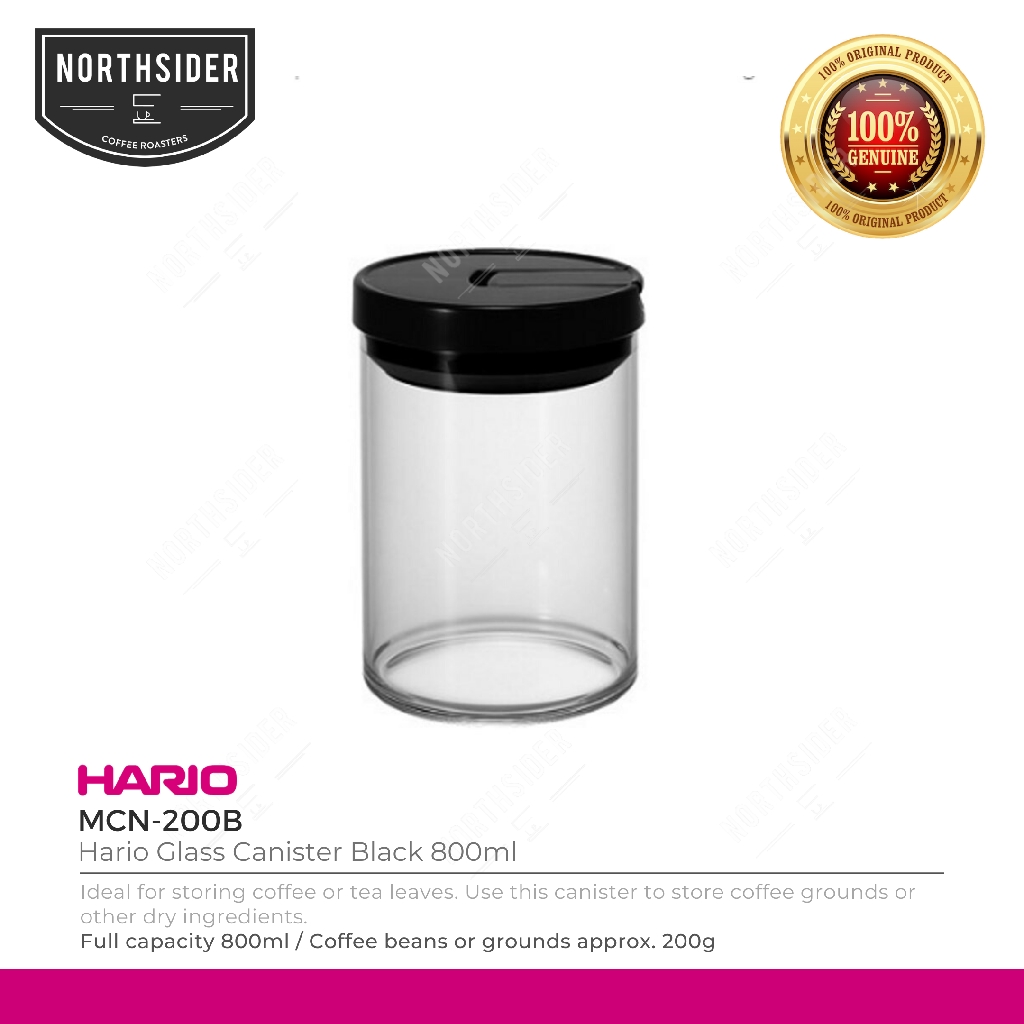 HARIO GLASS CANISTER BLACK 800ML - 1000ML | Snack - Coffee Storage