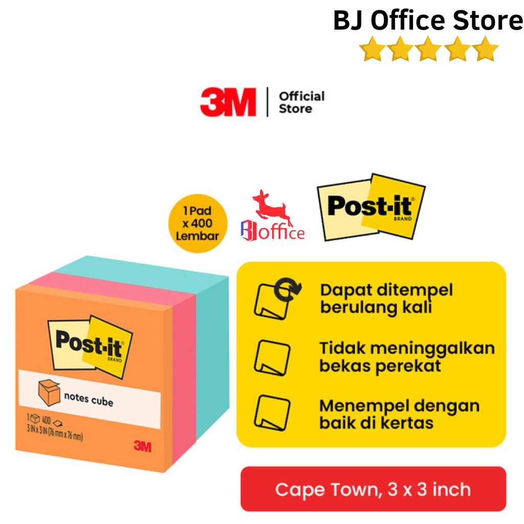 

3M Post-it Notes Cube Cape Town Color 2059-AQ CPT / 400 Lembar