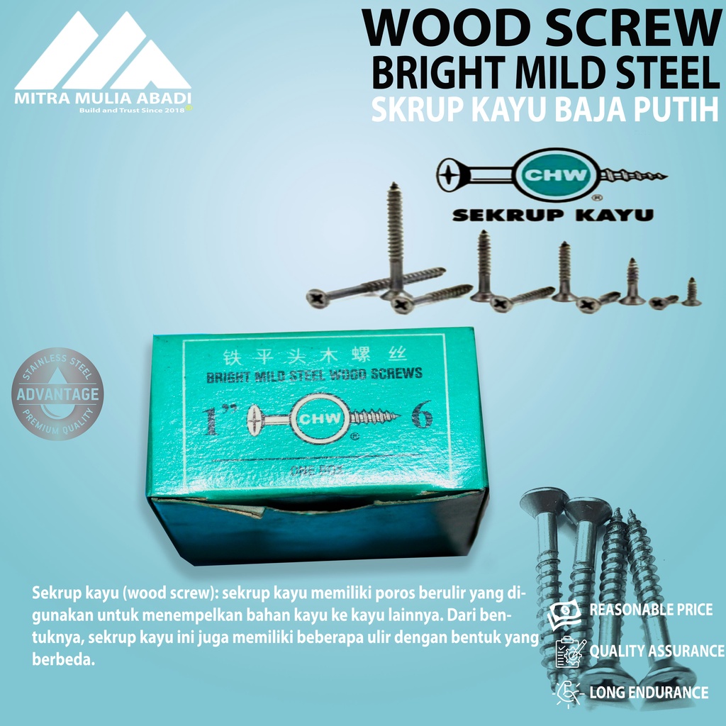 Sekrup Kayu CHW 1 inch x 6 / Skrup Wood Screw (A165)