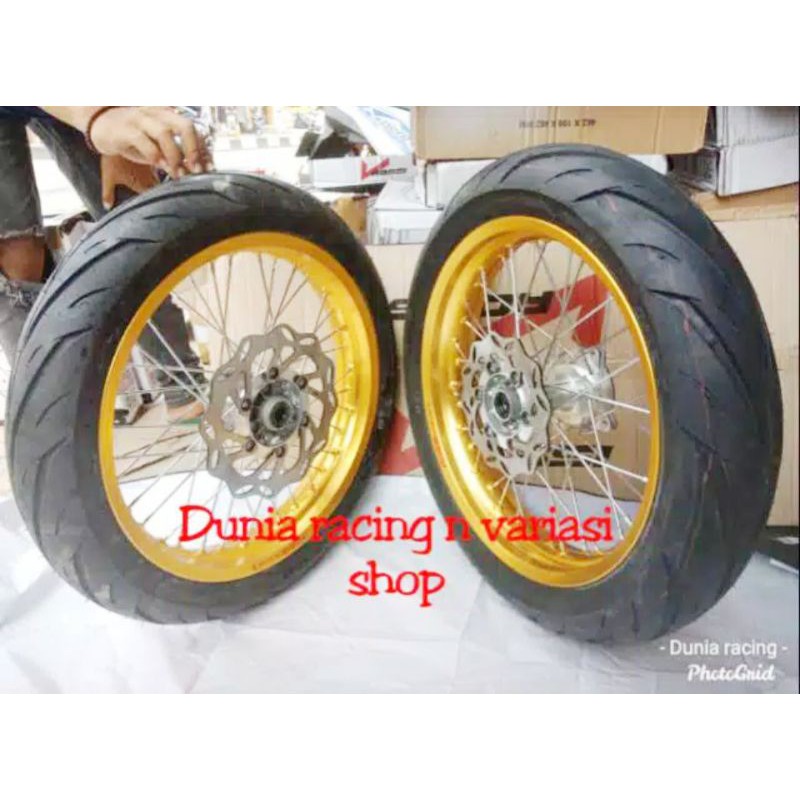 Sepaket Velg Supermoto Sumo KLX 150  DTracker 150 paketan sama Ban Maxxis Tubles sama piringan