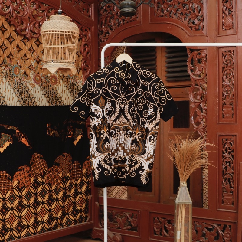 BATIK KEMEJA MOTIF MAHKOTA BERKUALITAS PREMIUM M L XL XXL