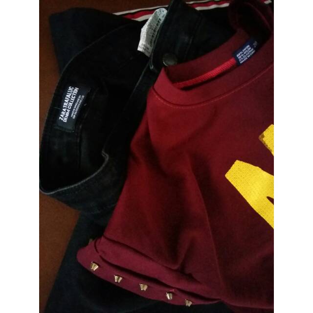PRELOVED Zara Jeans TRF & Crop tee Zara