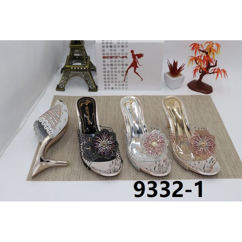 Sendal Pesta wanita heels Sofiya impor murah 9332-1, silver,hitam dan emas