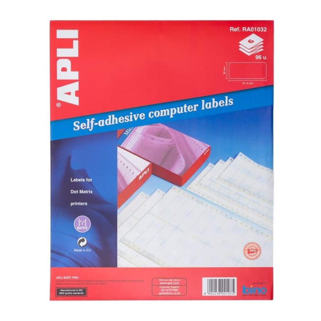 

Paper Labels CF Size 101,6 X 36,0 mm (6 Sheets) #RA01032 APLI WHITE