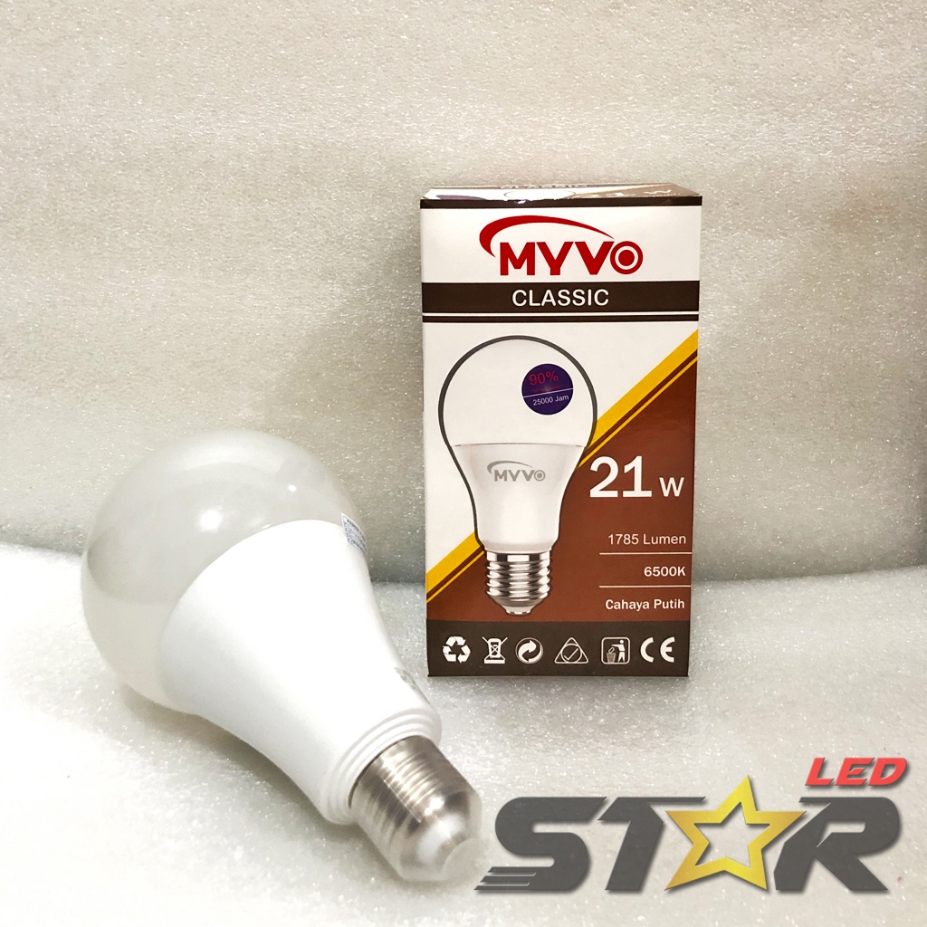 MYVO Classic Bulb A 18W, 21W Lampu Bohlam Bulat Murah Hemat Energi Irit Listrik 18 21 WATT Termurah Terlaris Star