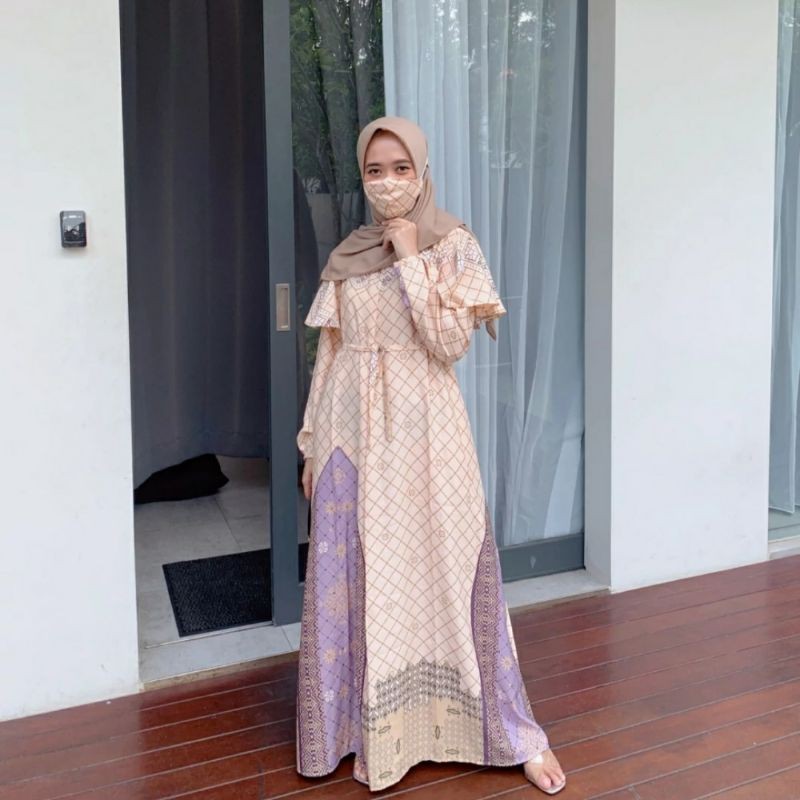 Raisa dress by Dewihijab Apparel | Dress printing mewah untuk kondangan BISA REQUEST SIZE JUMBO