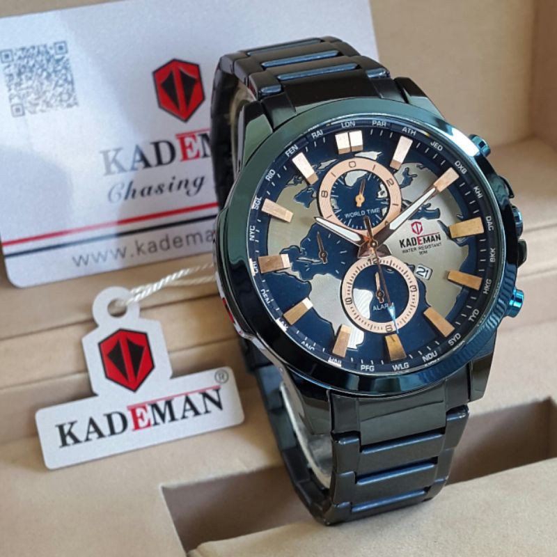jam tangan pria kademan K433G rantai hitam