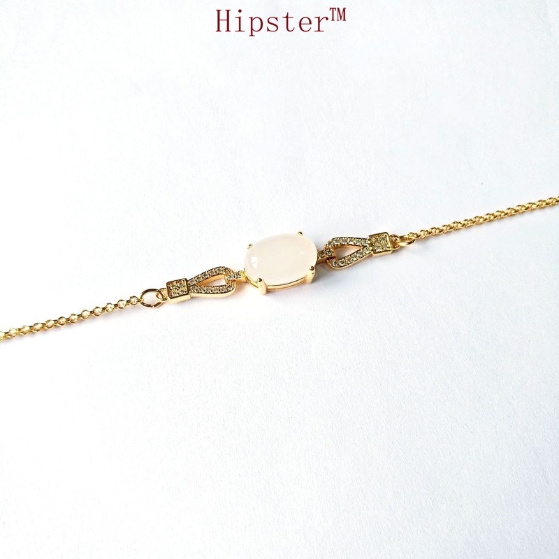 New Retro White Jade Elegance, Fashion, Simplicity Gold Bracelet