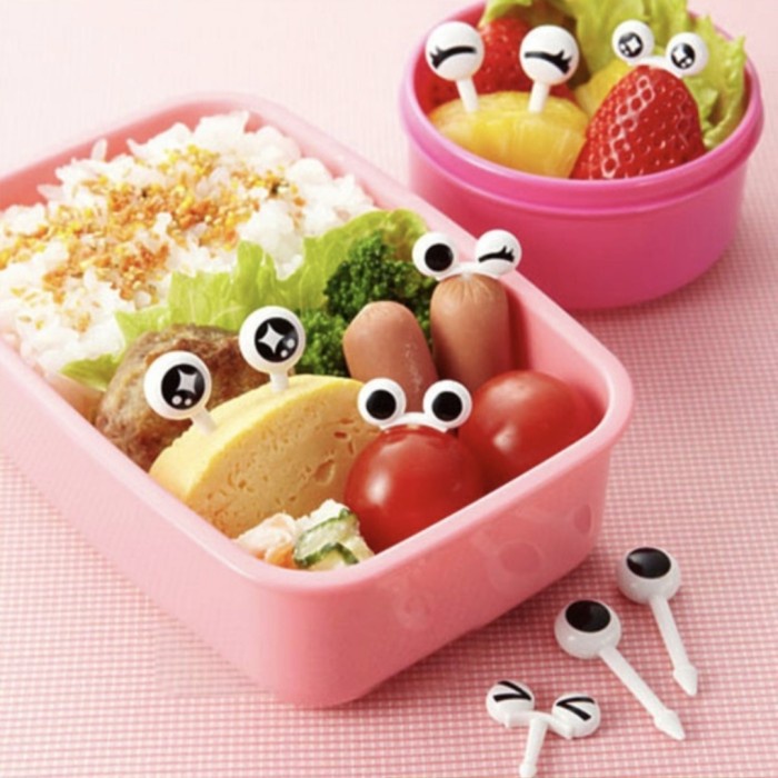 (HSW) 10pcs Set Garpu Buah Tusukan Bento BENTUK MATA Bento Bekal Anak Lucu