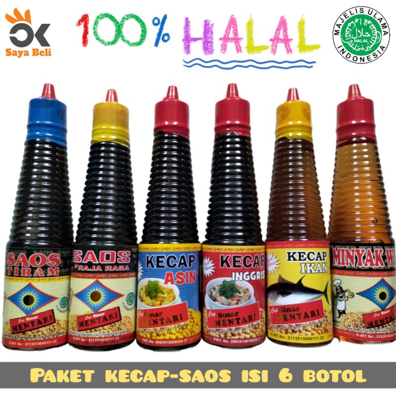 PAKET 6 IN 1 ISI SAUS TIRAM/ PRAJA RASA/ KECAP INGGRIS/ KECAP ASIN/ KECAP IKAN/ MINYAK WIJEN/ / BUMBU MASAKAN/ PAKET BAKARAN