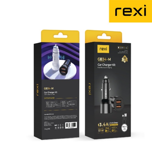 CAR CHARGER REXI 2 USB MICRO QUICK CHARGE 3.4A 17W GB34-M