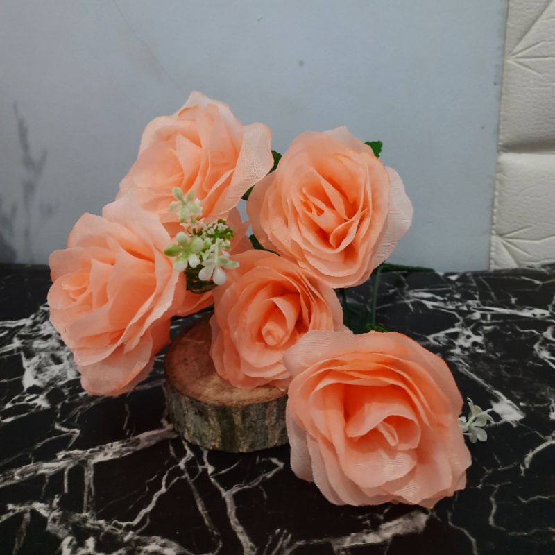 BUNGA ARTIFICIAL/BUNGA MAWAR ARTIFICIAL-Salem/orange