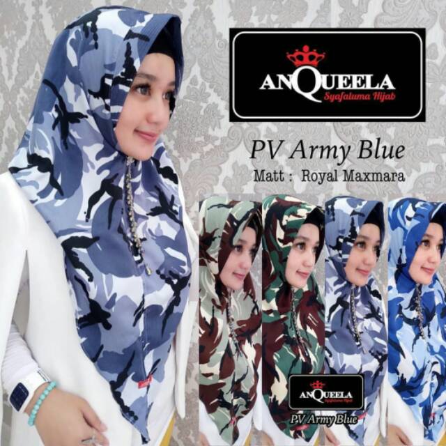 KERUDUNG ANQUEELA ARMY BLUE