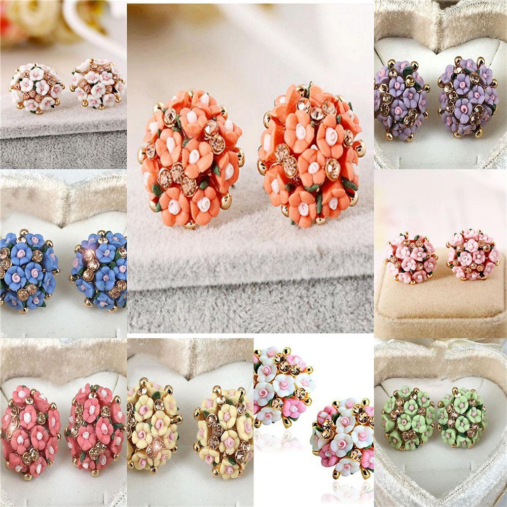 Lily Earrings Kualitas Tinggi Porselen Anting Telinga Paduan Pribadi