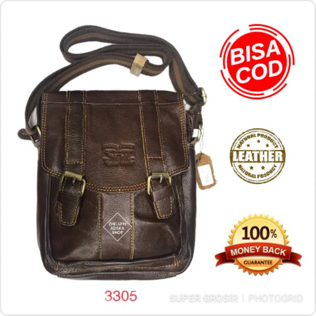 BISA COD TAS SELEMPANG PRIA KULIT ASLI LEVIS 3305