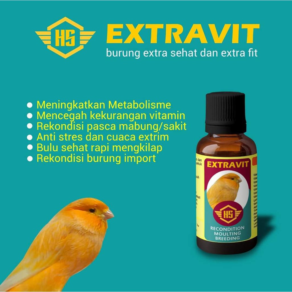 VITAMIN KENARI HS EXTRAVIT BURUNG EXTRA SEHAT DAN EXTRA FIT KUALITAS NYATA UNTUK BURUNG KENARI