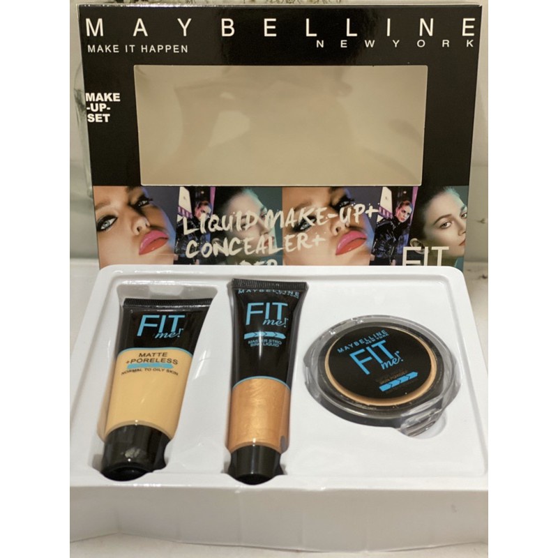 MAYBELLINE FIT ME LIQUID SET 3IN1 - PRIMER - FOUNDATION - BEDAK PADAT