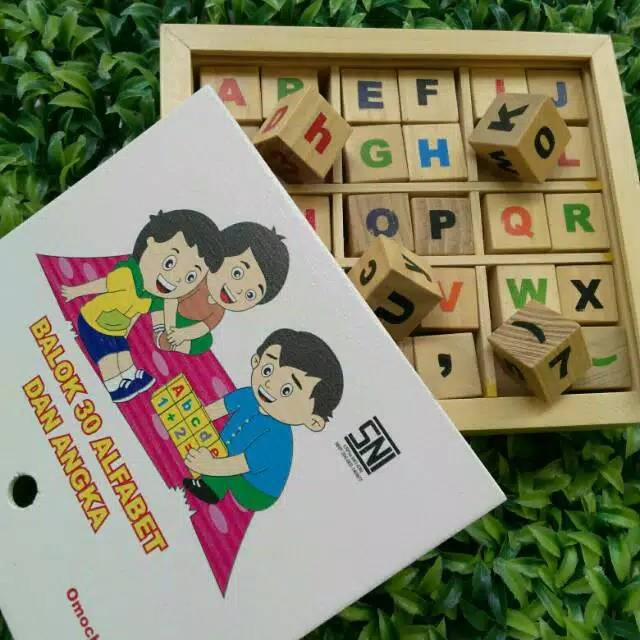 DADU HURUF DAN ANGKA ISI 30 - MAINAN EDUKASI EDUKATIF KAYU ANAK MURAH