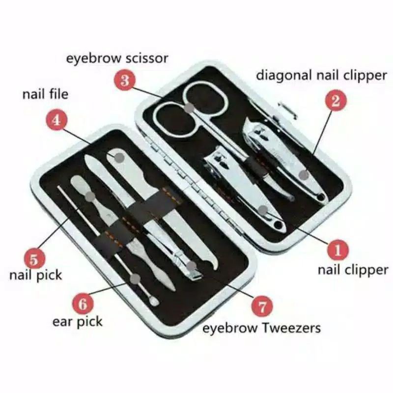 HanyaBeli Set Gunting Kuku Manicure Pedicure 7In1 Stainless Paket Gunting Mini