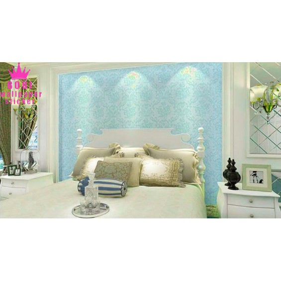 Wallpaper Sticker motif biru 81034-F4 / Wallpaper New / Ukuran 9mx45cm