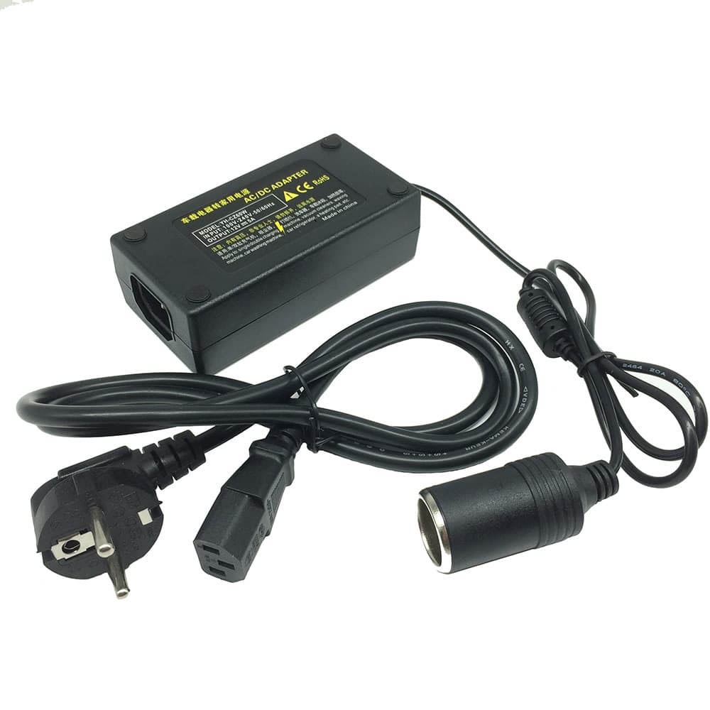 Adaptor Lighter Socket DC TO AC colokan adaptor mobil rumah Converter Pompa Ban Vacum 5A Ke Rumah Listrik RANDOM