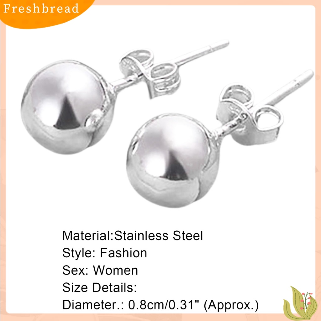 [Fresh] Anting Stud Warna Silver Bahan Stainless Steel untuk Wanita