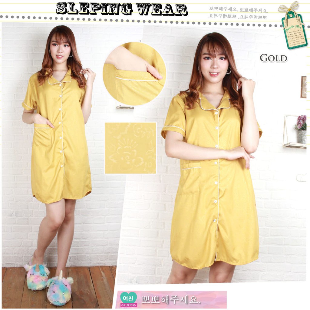 HipNop SATIN EMBOS PIYAMA WANITA BAJU TIDUR CEWEK PAKAIAN CEWEK