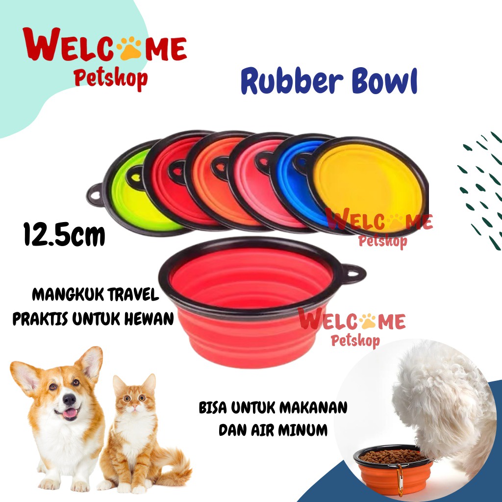 Rubber Bowl 12.5cm Tempat Makan Minum Lipat Anjing Kucing Kelinci