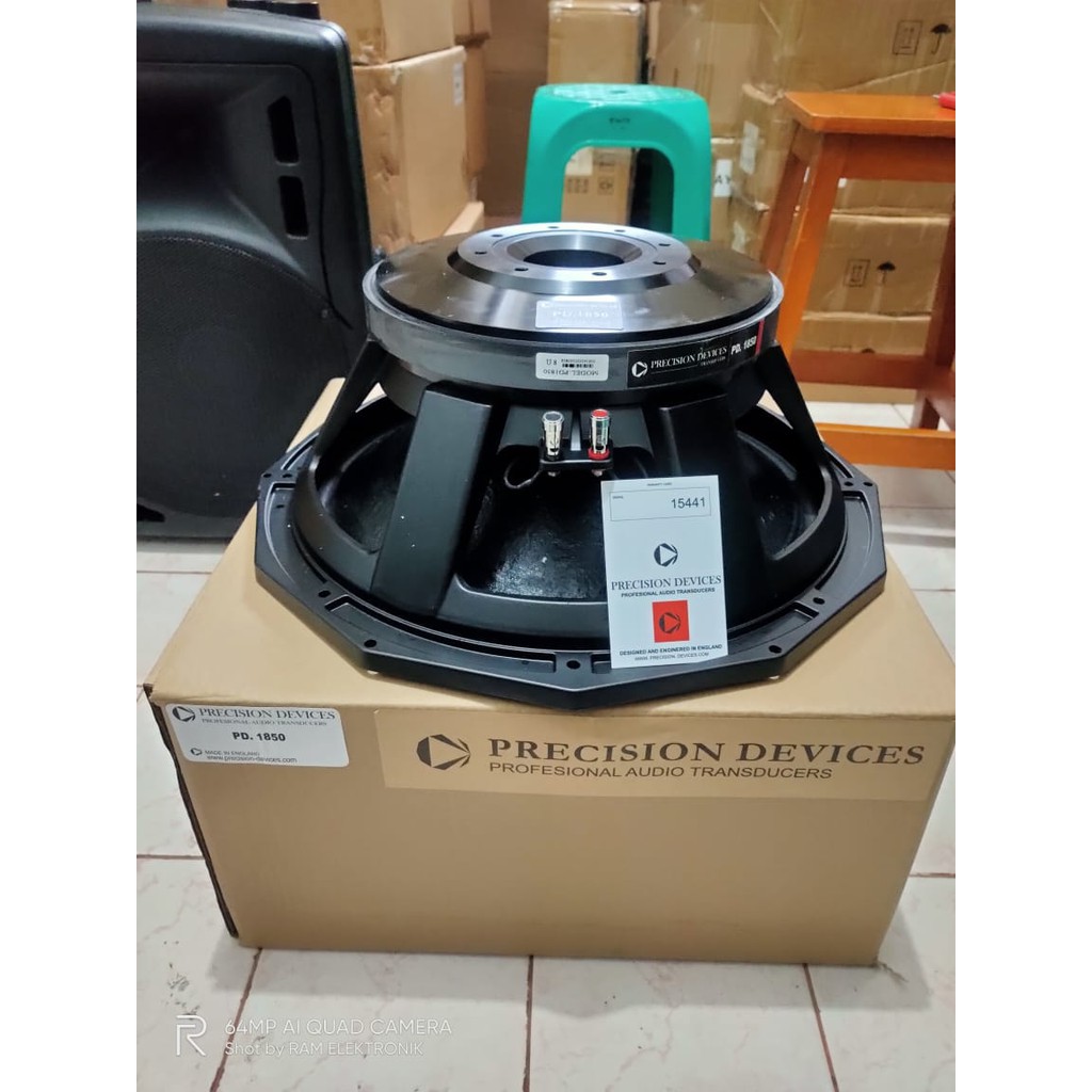 Speaker Component Precision Devices PD 1850 PD1850 Subwoofer 18 inch Low Grade A Daun Coating Luar D