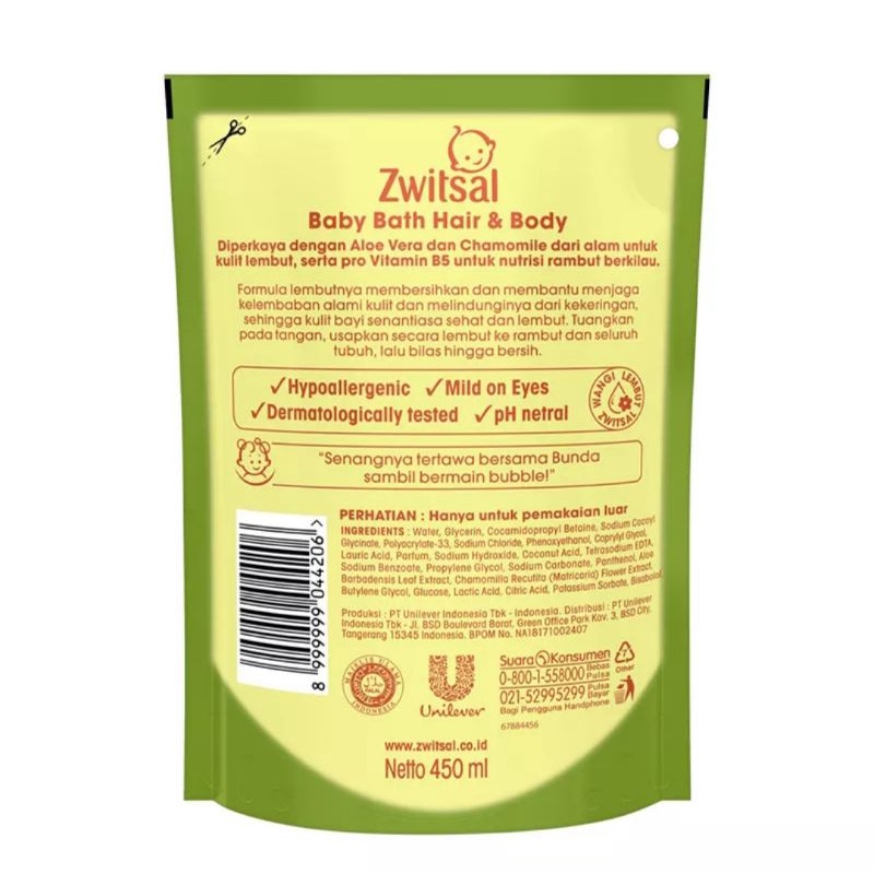 Zwitsal Baby Shower Sabun Mandi Bayi Refill Milk &amp; Honey 450 Ml - Sabun