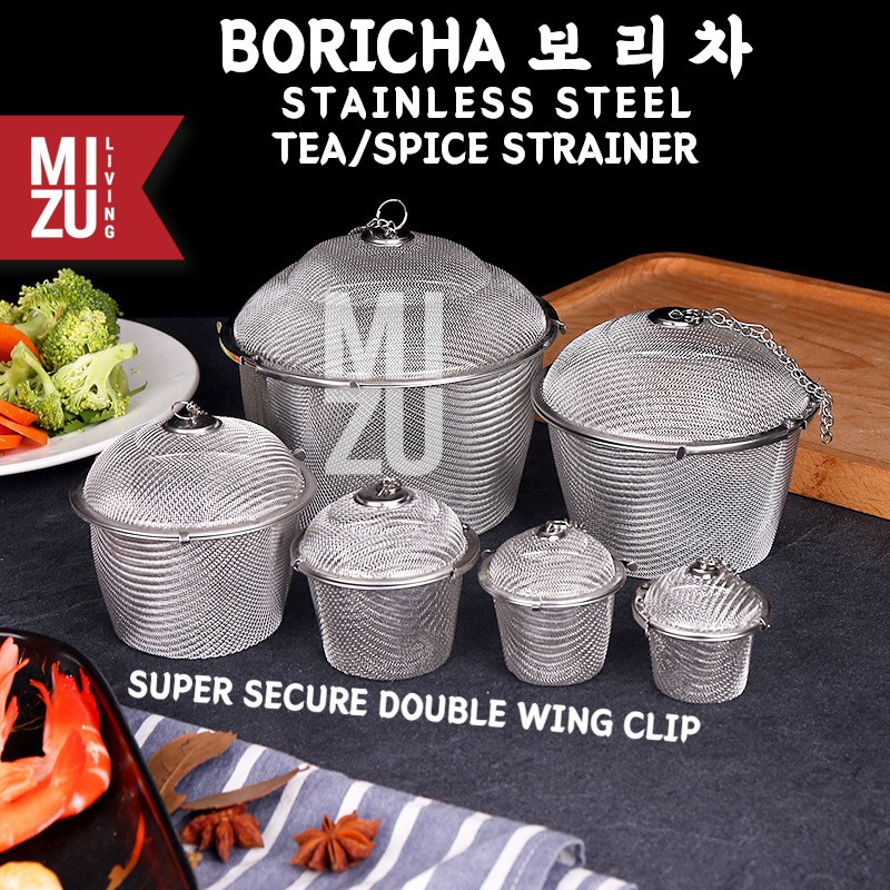 MIZU BORICHA Tea Infuser Ball Saringan Teh Rempah Spice Seasoning Strainer 304 STAINLESS STEEL