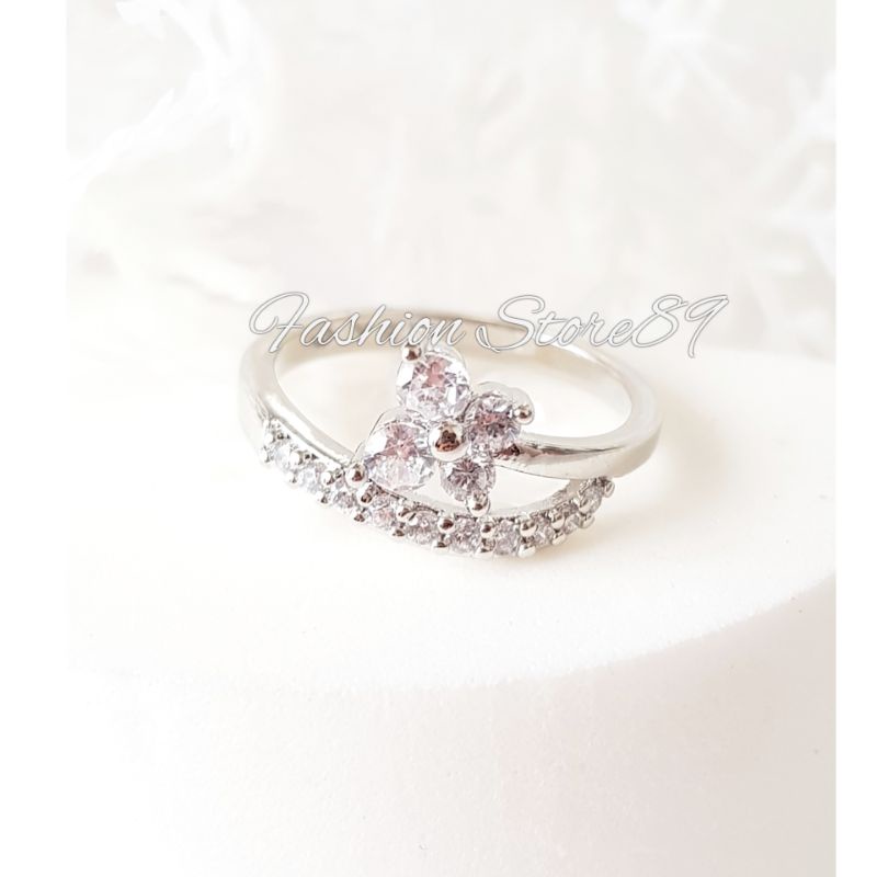 Cincin Bunga List Permata Perhiasan Xuping Yaxiya silver impor Cincin full permata Xuping