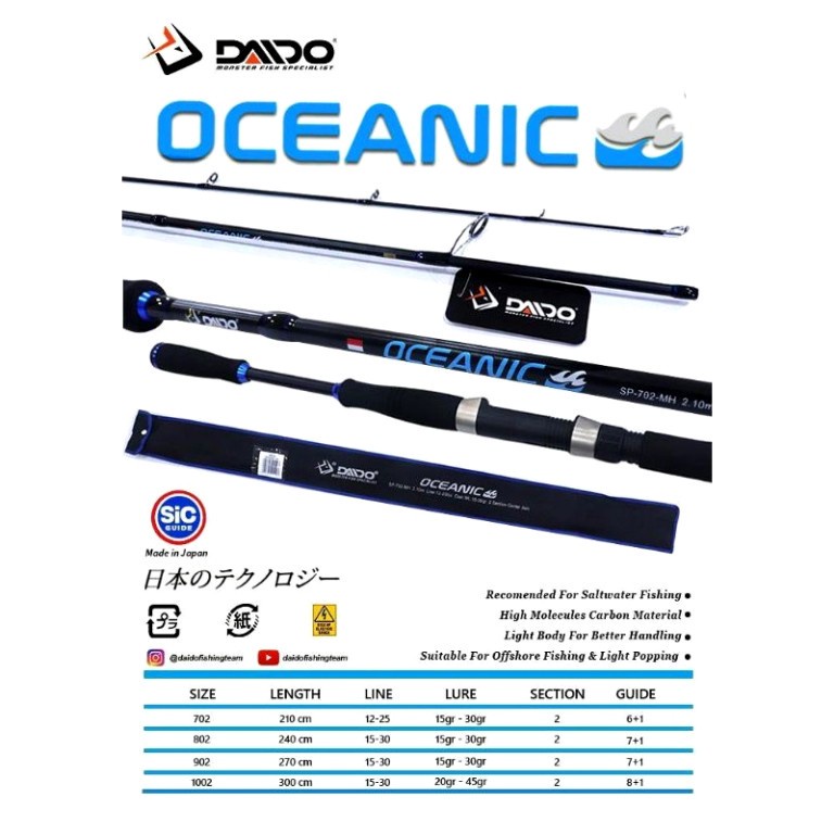 Joran Daido Oceanic Joran Spinning Casting Daido Oceanic Bahan Carbon Daido 210 240 270 300