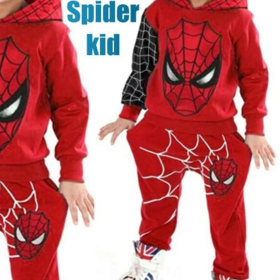 ➷ setelan spider kid / sweater anak 3-5 tahun/setelan cowok cewek /kostum karakter spiderman keren ☃