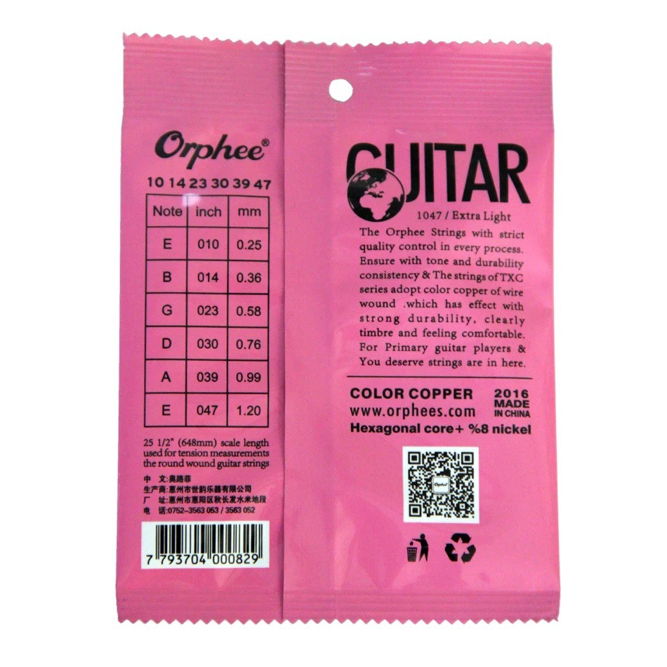 Orphee TX620-C 10-47 Senar Gitar Akustik String Warna Warni Pelangi 75/25 Bronze