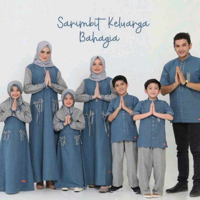 Baju Couple Keluarga Muslim Lebaran 2020 Terbaru Sarimbit Nibras 68 Biru Toska Cod Shopee Indonesia