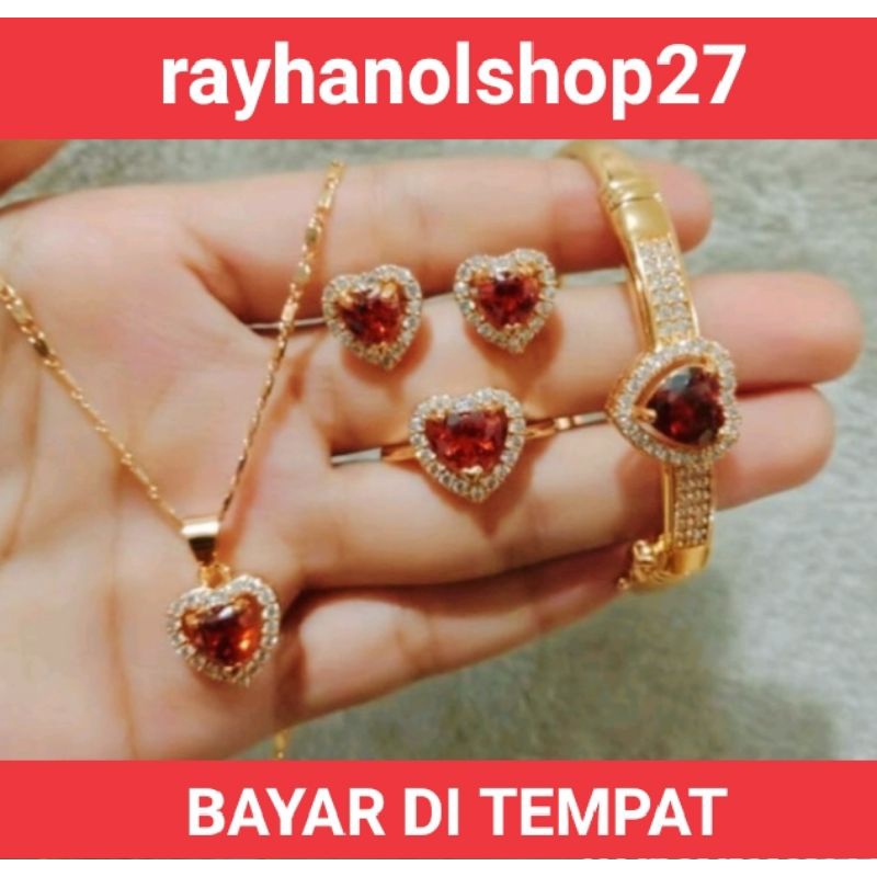 perhiasan wanita titanium xuping anti karat pilihan model dan motif nya mewah satu set lapis mas 24K
