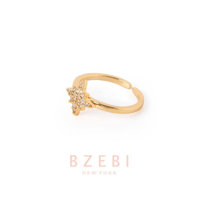 Bzebi Star Cincin Emas 18k Dapat Disesuaikan Gaya Korea Dengan Kotak 1028r Untuk Aksesoris Wanita