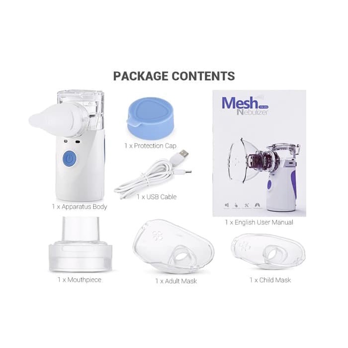 Portable Mesh Nebulizer Alat Uap Bantu Pernafasan Asma Inhalasi YM-252