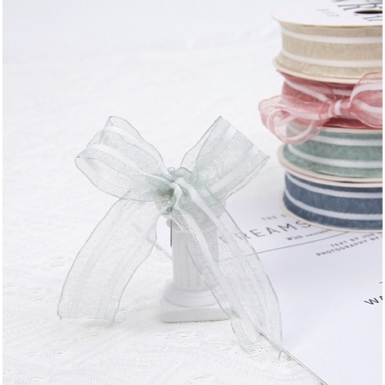 PITA ORGANZA DOUBLE WHITE LINE IMPORT LEBAR 2,5 CM (ECER)