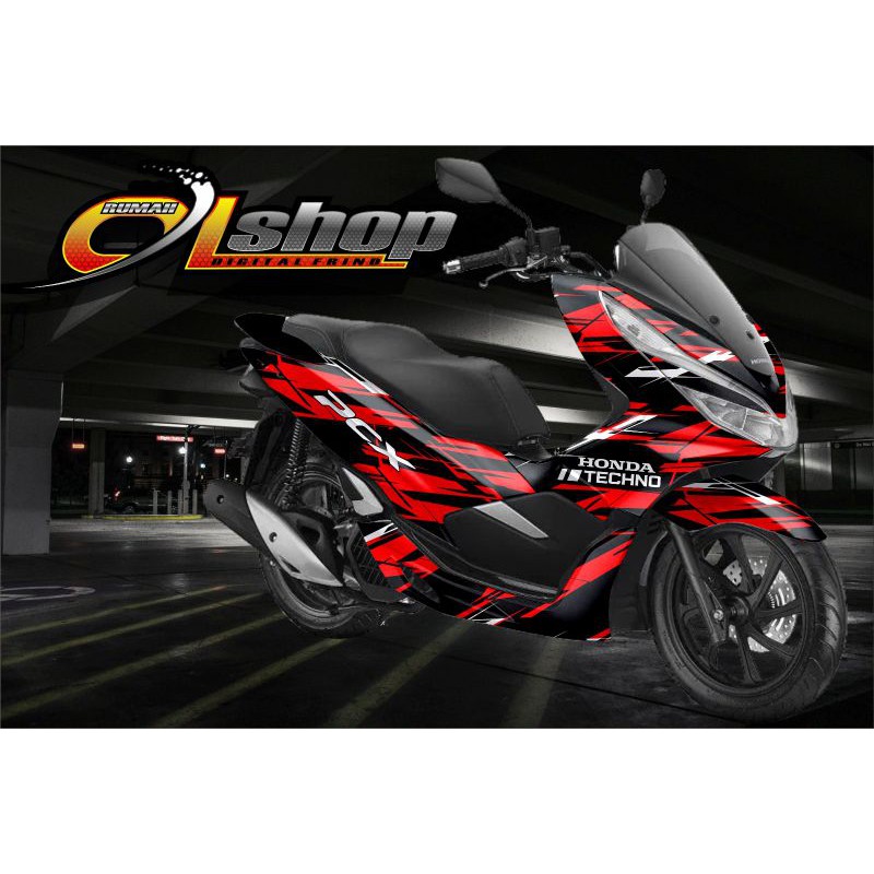Decal PCX Full Body Motif Grafis Merah hitam Variasi kode 1013
