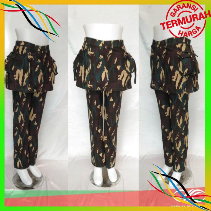 OLAHRAGA CELANA SENAM WANITA PANJANG ROK ARMY BAHAN DENIM SPANDEX KATUN BAYAR COD