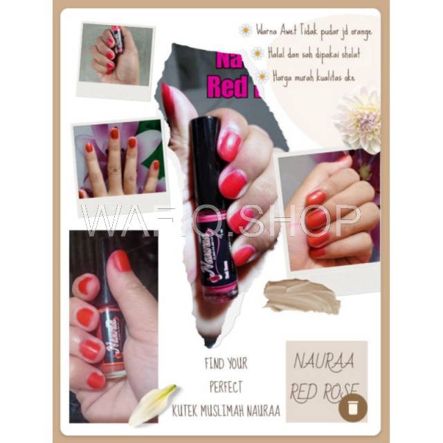 Naura Kutek Muslimah Kutek Halal Kutek Sah Solat Warna Red Rose ( Pink )