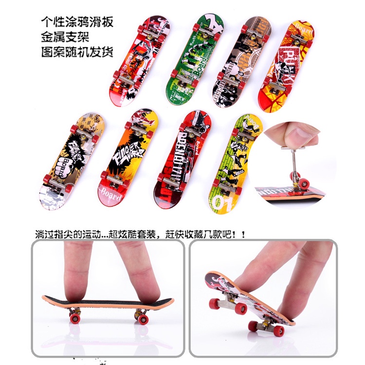 Set Mainan skateboard Jari Mini Bahan alloy