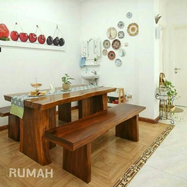 Meja Makan Minimalis, Meja Makan besar kayu Trembesi utuh tanpa sambung