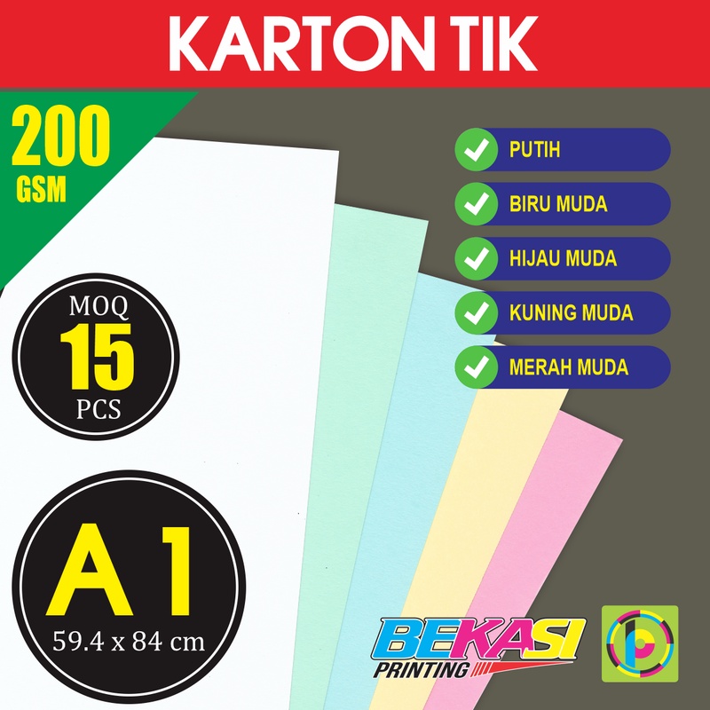 

Kertas Karton Carton TIK 200 GSM Ukuran A1 59.4x84 cm isi 15 Lbr