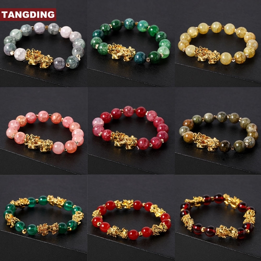 【COD Tangding】Gold-plated PI Xiu Bracelet Pink Green Grey Red Color