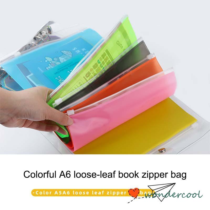 A6 Frosted PVC Ritsleting Tas Penyimpanan Traveller Notebook Organizer Buku Loose-leaf - SO-Won