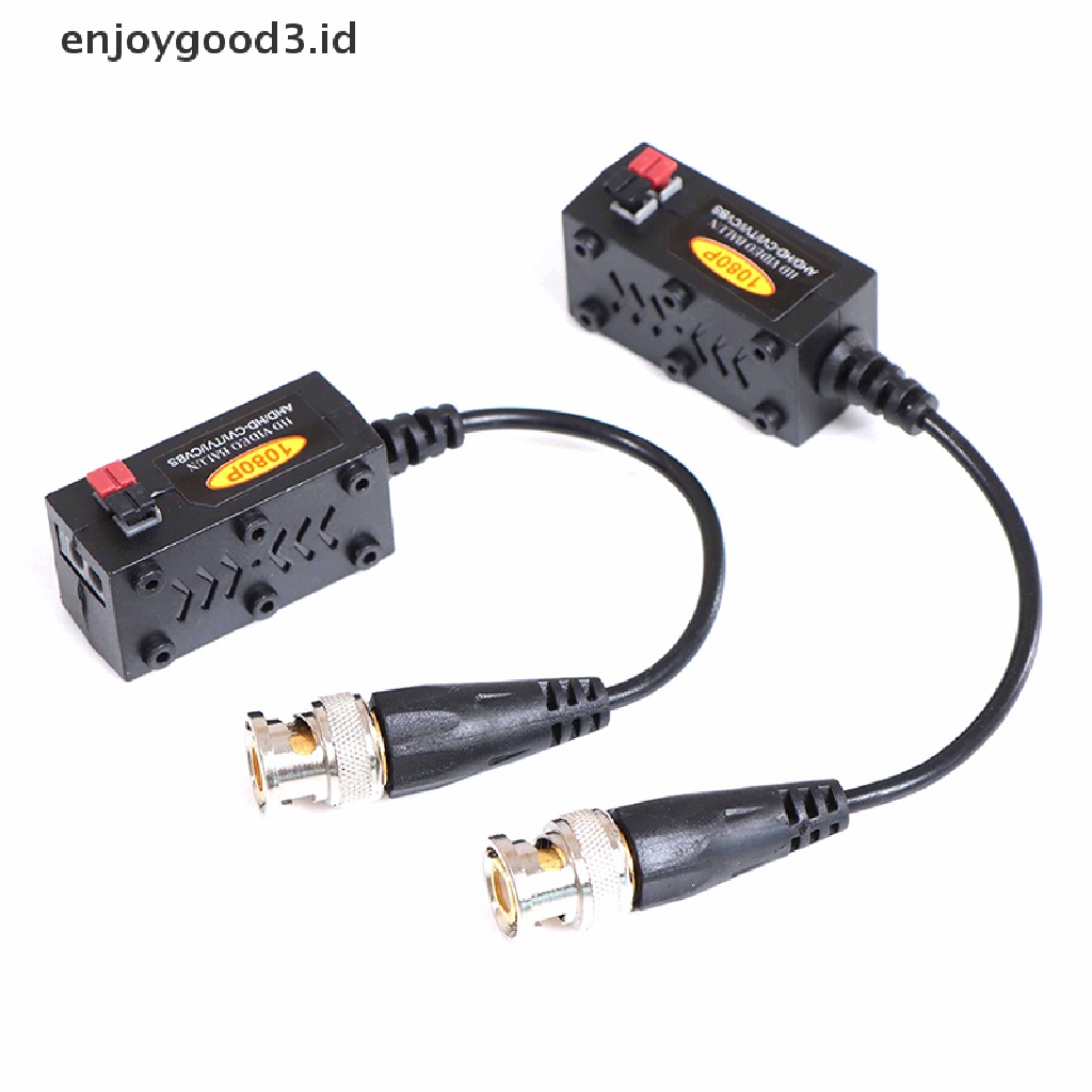 (Id) 2pcs Transmitter Cctv Pasif Video Balun 1080p Ahd / Cvi / Tvi / Cvbs